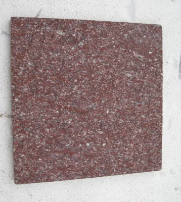 Pavé de cube de pierre de granit de porphyre rouge flammé pour le revêtement de sol